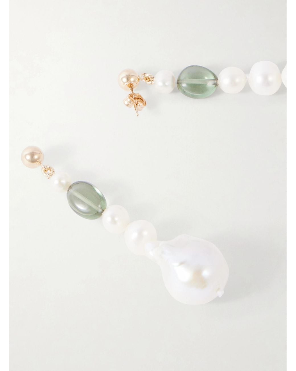 Loren Stewart White Poet 14-Karat, Pearl And Tourmaline Earrings