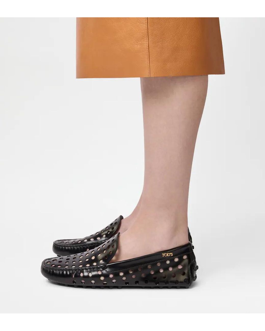 Tod's Black Gommino Perforated Loafers