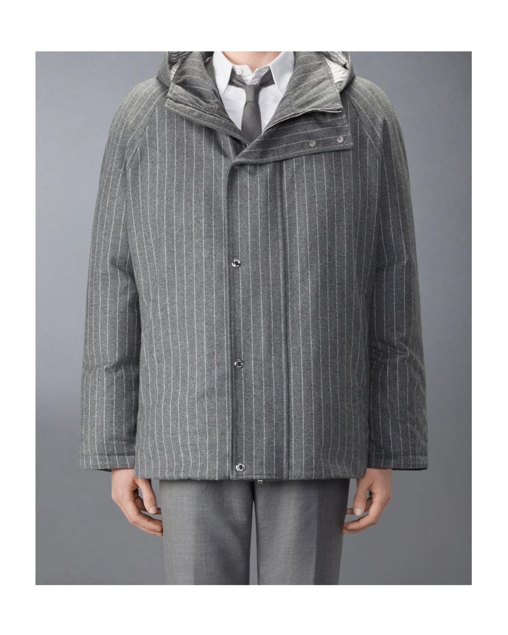 Thom Browne Gray Browne 65 Flannel Cropped Football Parka for men