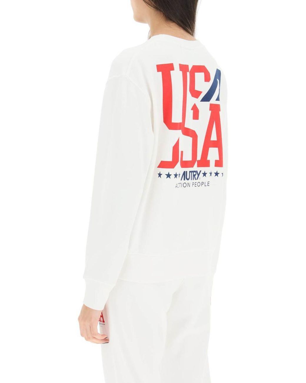 Autry White Usa Long-Sleeve Cotton T-Shirt