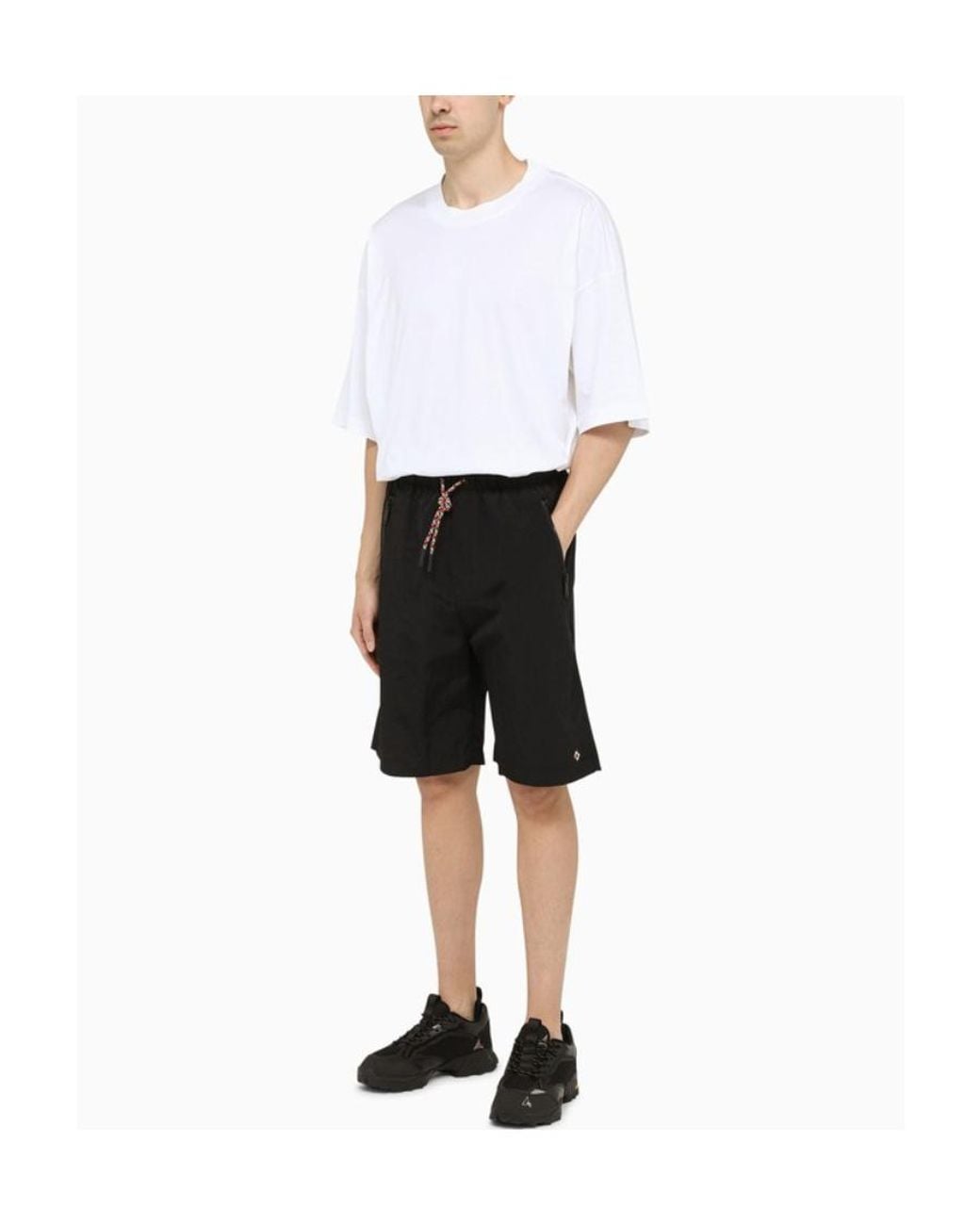 Marcelo Burlon Black County Of Milan Logo Embroidered Drawstring Track Shorts for men