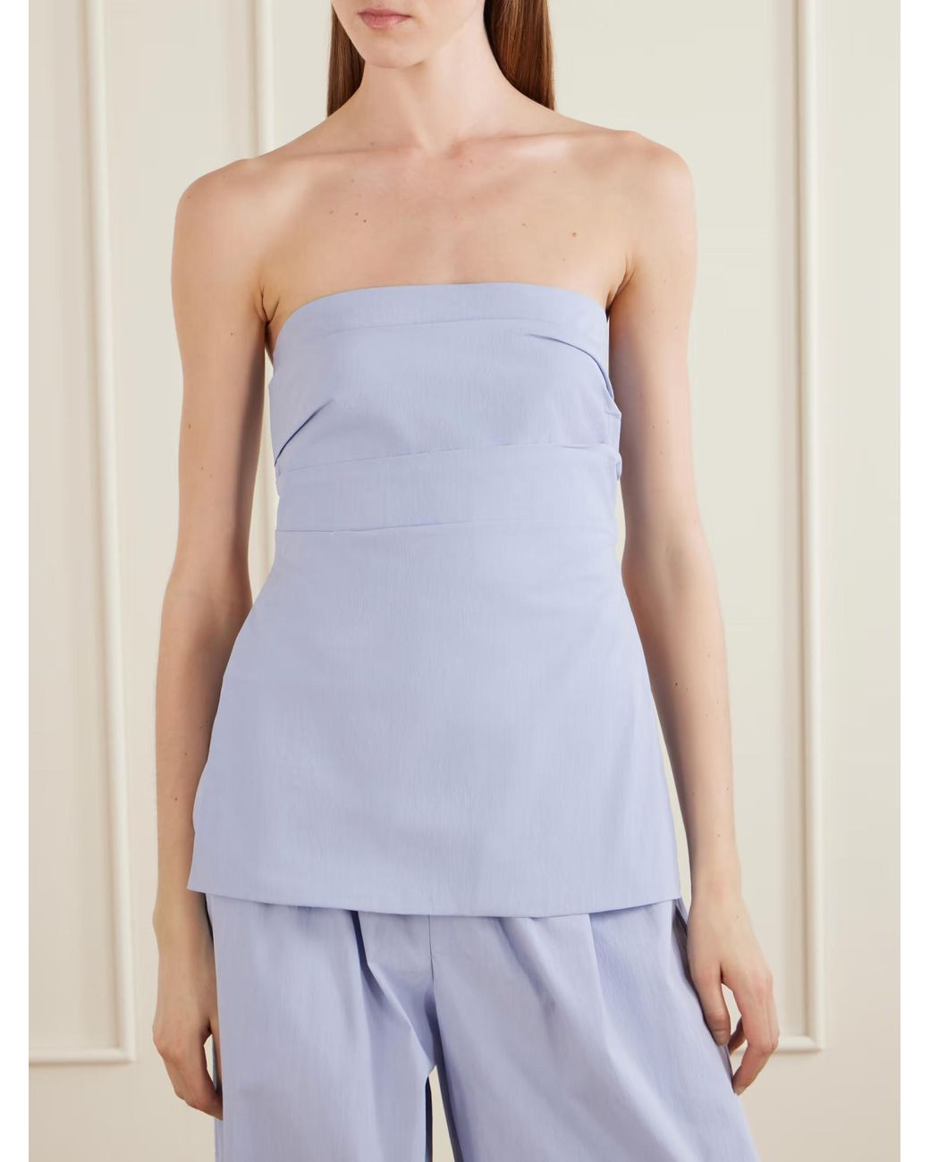St. Agni Blue Strapless Tie-Back Top