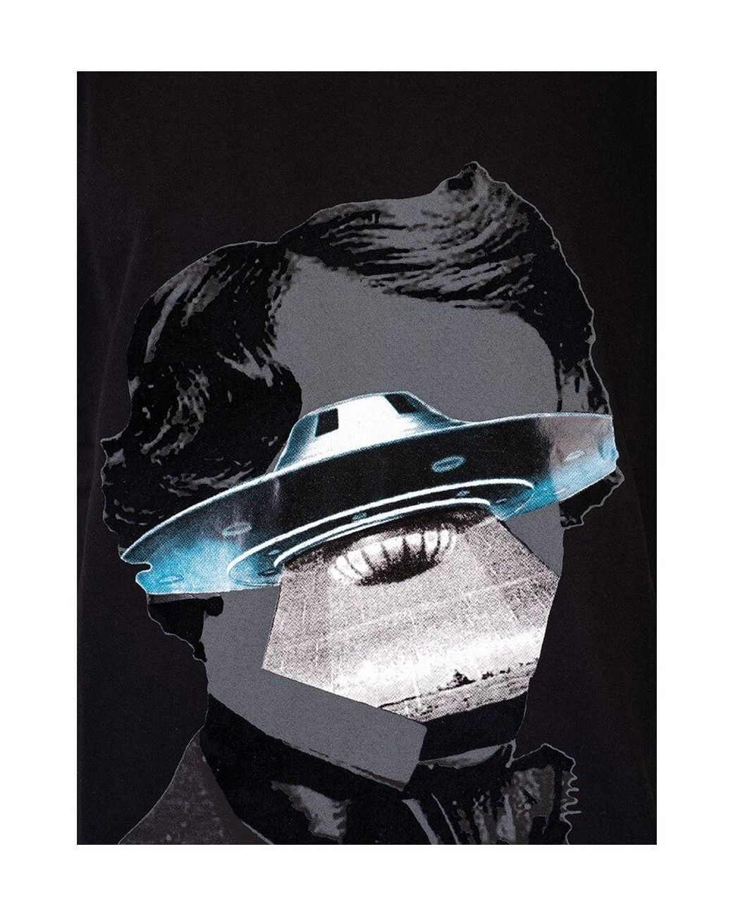 Valentino Black Undercover Co-Branded Ufo Printed T-Shirt for men