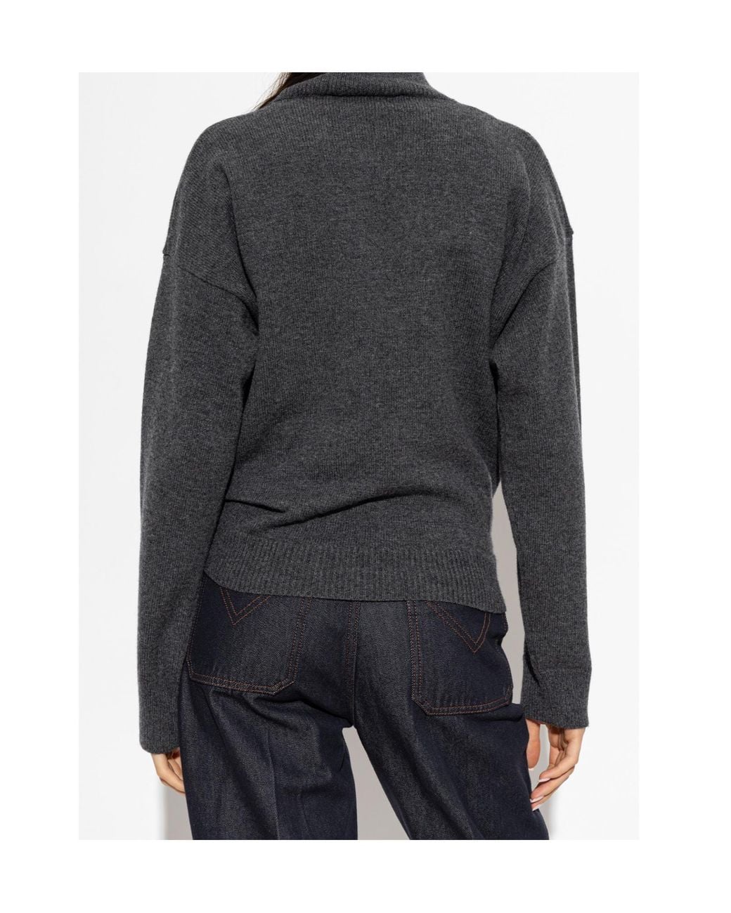 Rohe Gray Draped Turtleneck Knitted Sweater