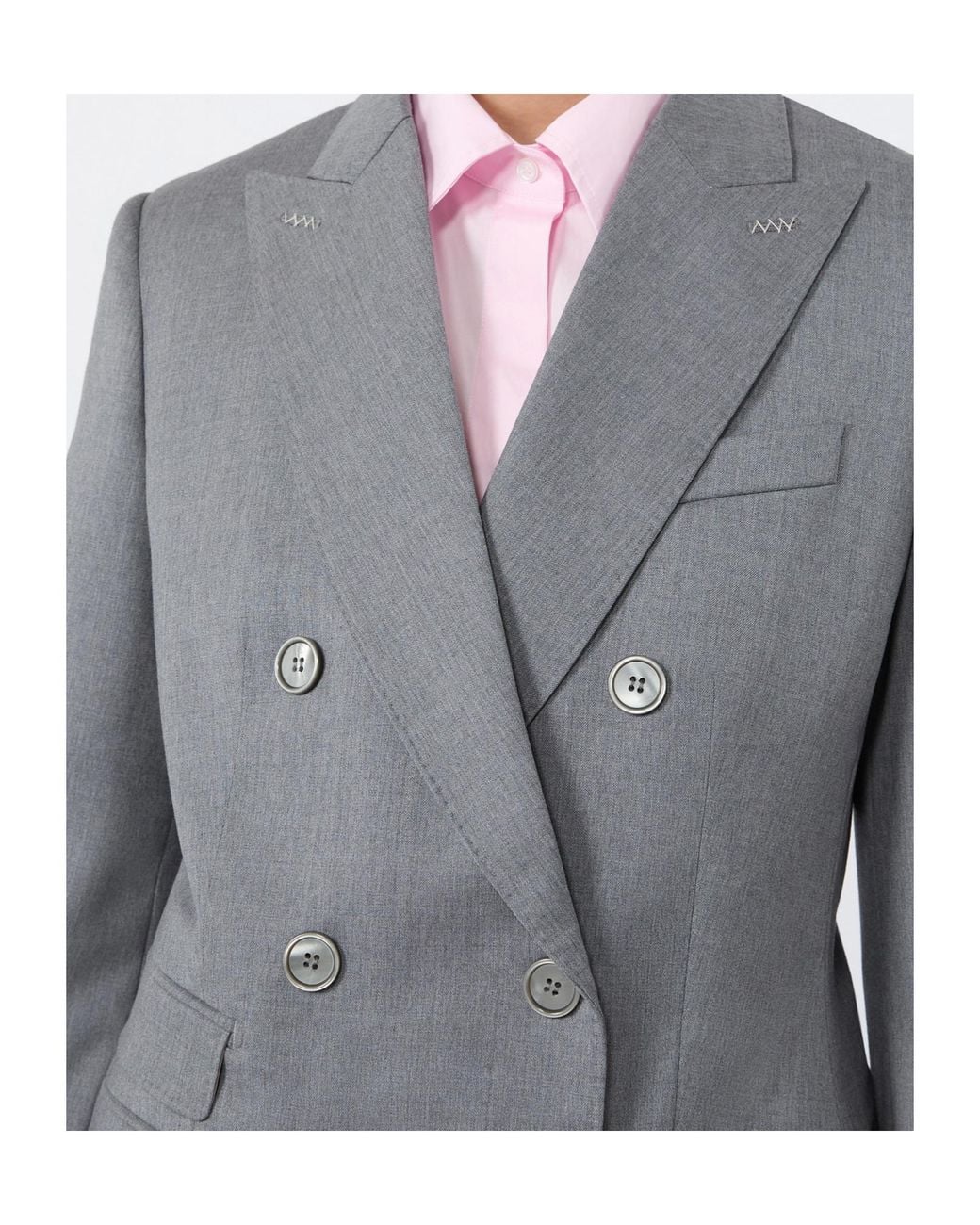 Max Mara Gray Double-Breasted Wool Twill Blazer