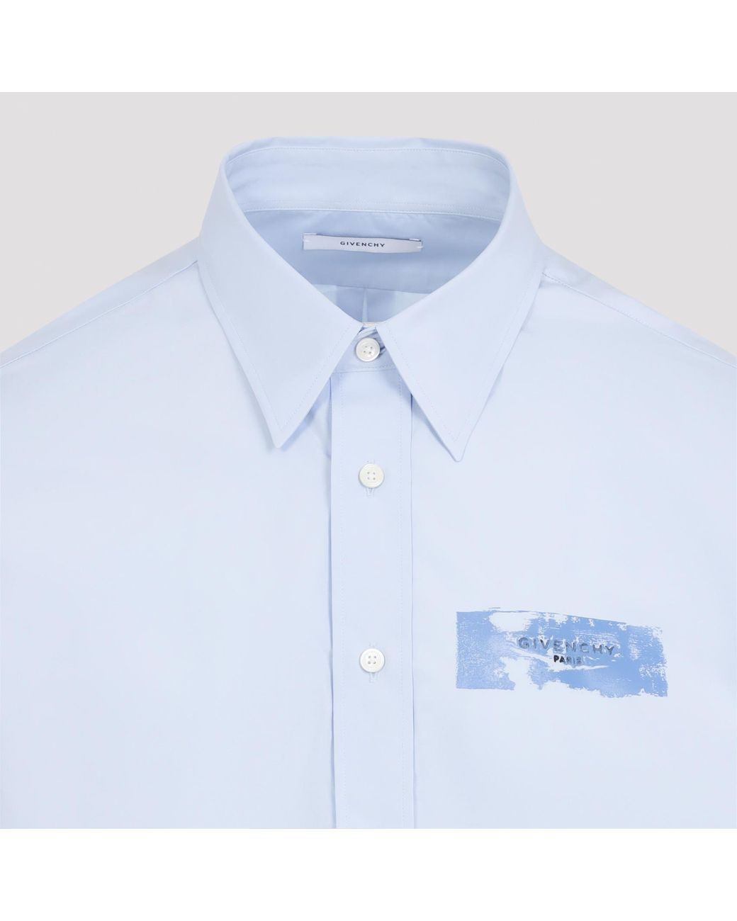 Givenchy Blue Logo Detailed Long-Sleeved Shirt for men