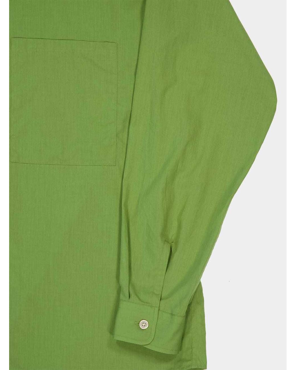 Auralee Green Super Fine Cotton Lawn Shirt for men