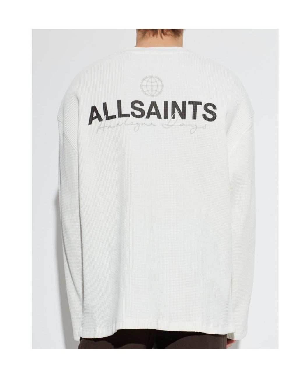 AllSaints White Emblem Waffle Knitted Sweater for men