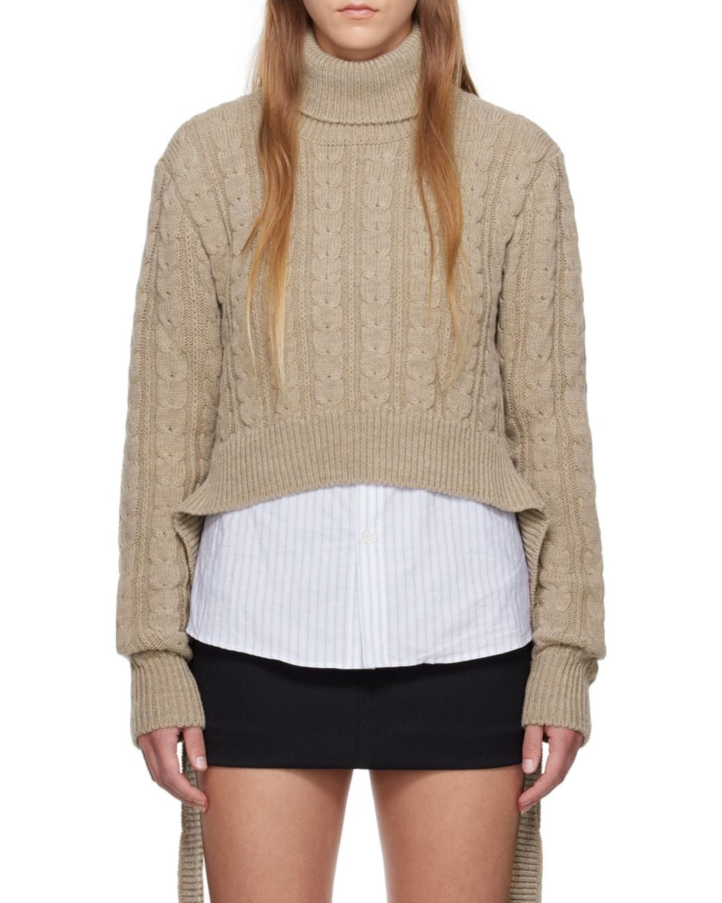 MM6 by Maison Margiela Natural Roll-Neck Knitted Jumper