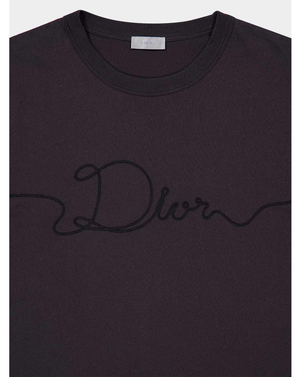 Dior Green Homme Ribbon Logo Detailed Crewneck T-Shirt for men