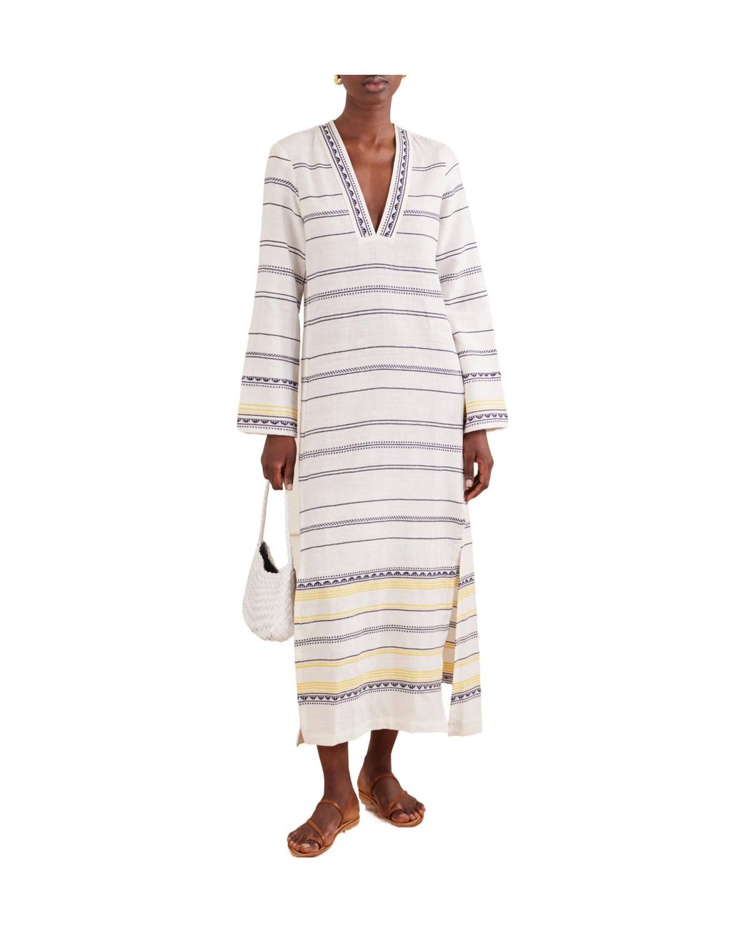 Lemlem White Striped Linen Maxi Dress