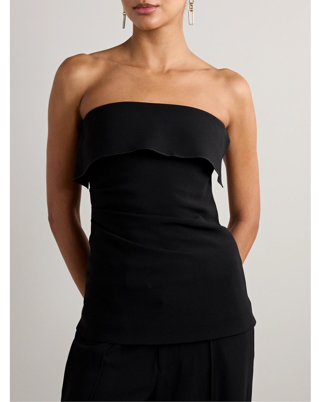 Proenza Schouler Black Felicity Strapless Layered Ruched Crepe Top