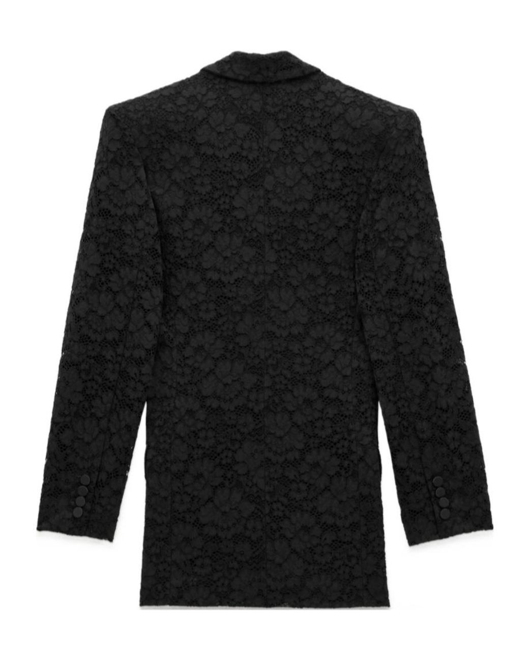 Saint Laurent Black Double-Breasted Tuxedo Jacket