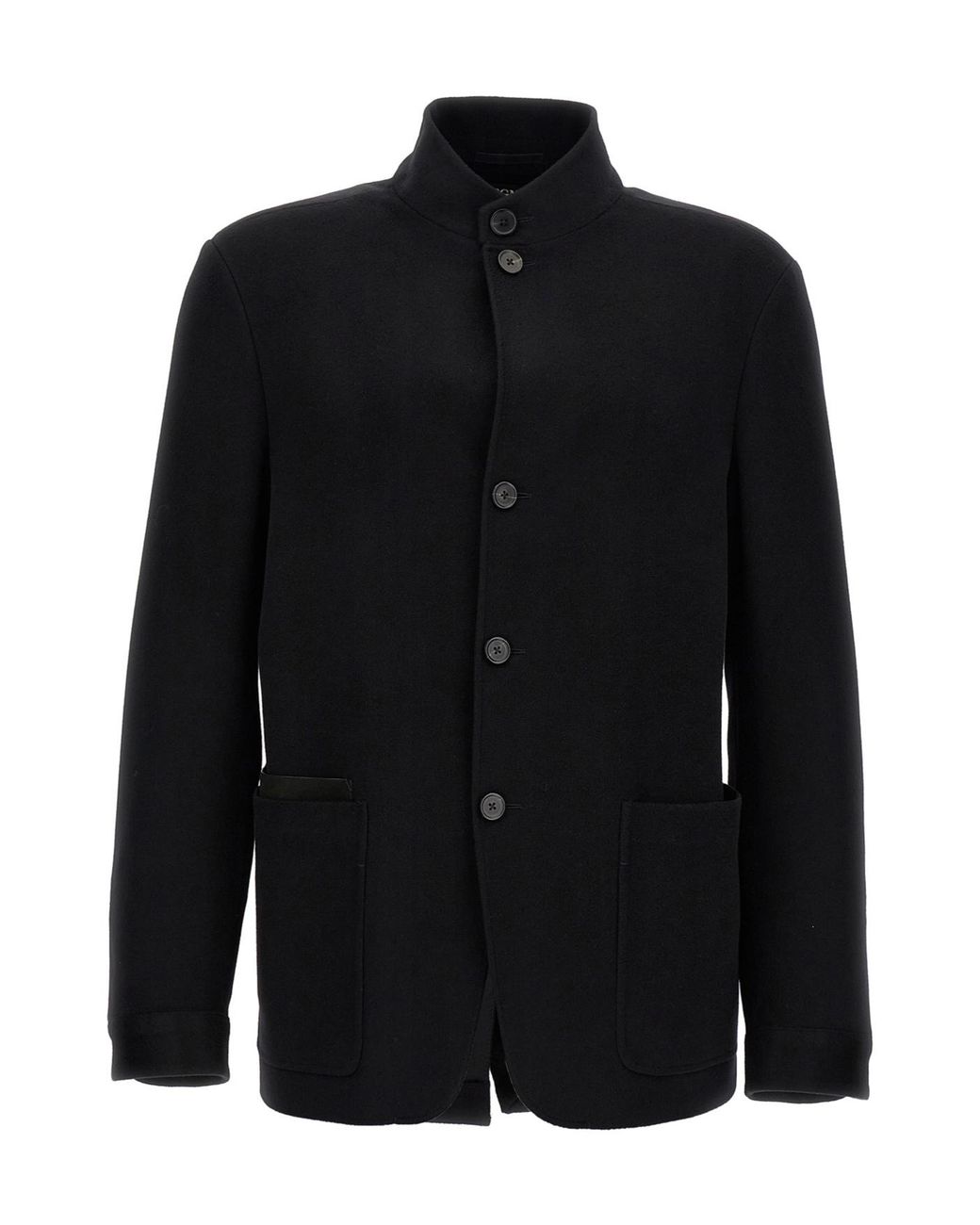 Zegna Black Buttoned Straight Hem Jacket for men