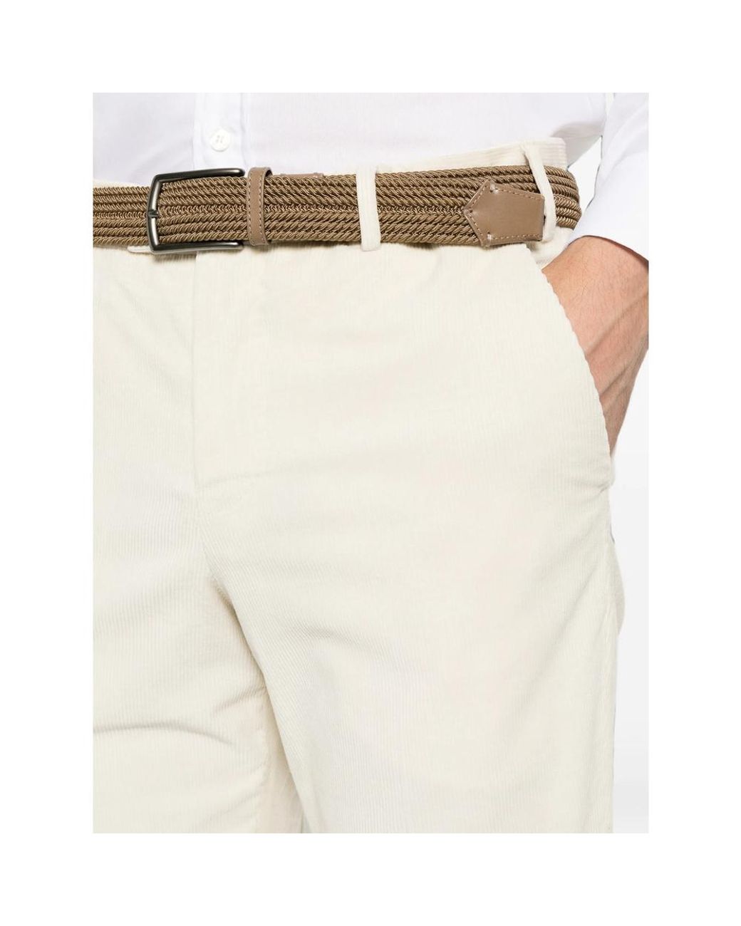Pt Pantaloni Natural Casual Trousers With Belt Loops for men