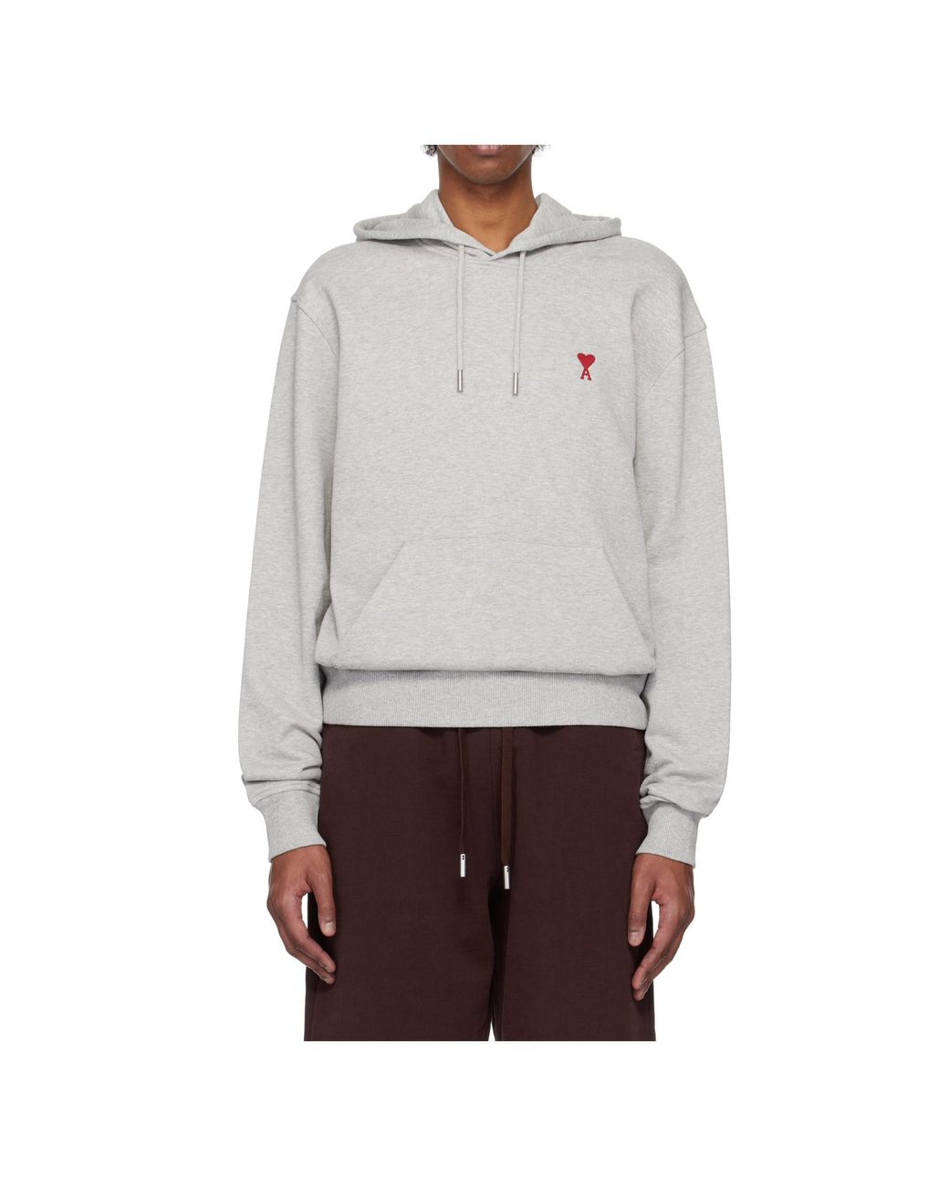 AMI Gray Ami De Coeur Drawstring Hoodie