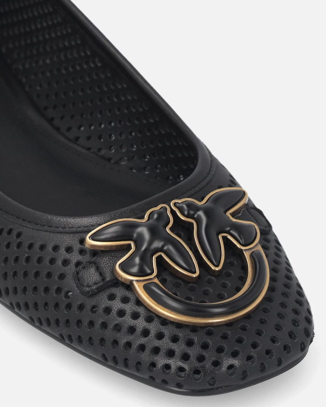 Pinko Black Love Birds Square Toe Ballerinas