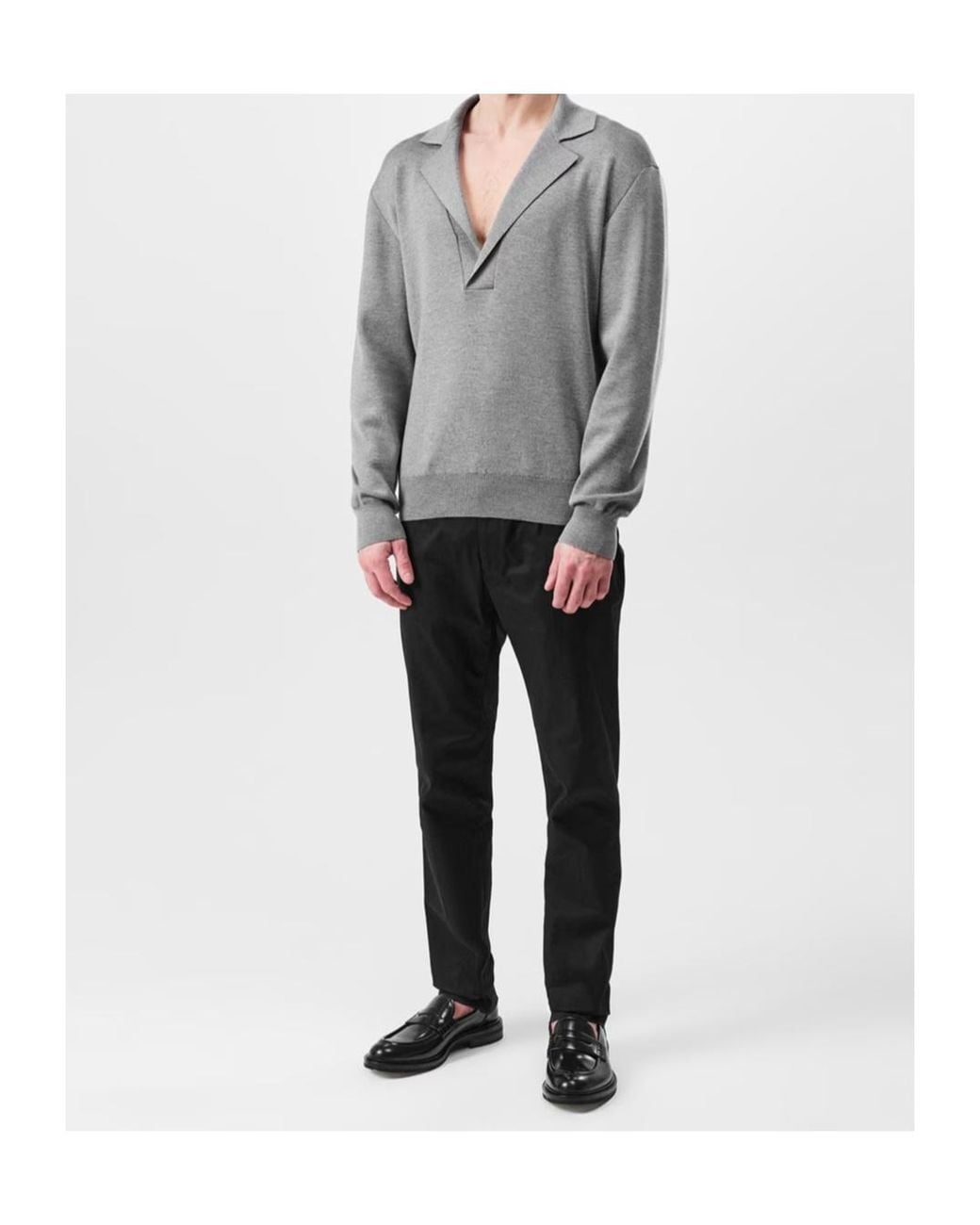 Dolce & Gabbana Gray Wool V-Neck Sweater With Dg Embroidery for men