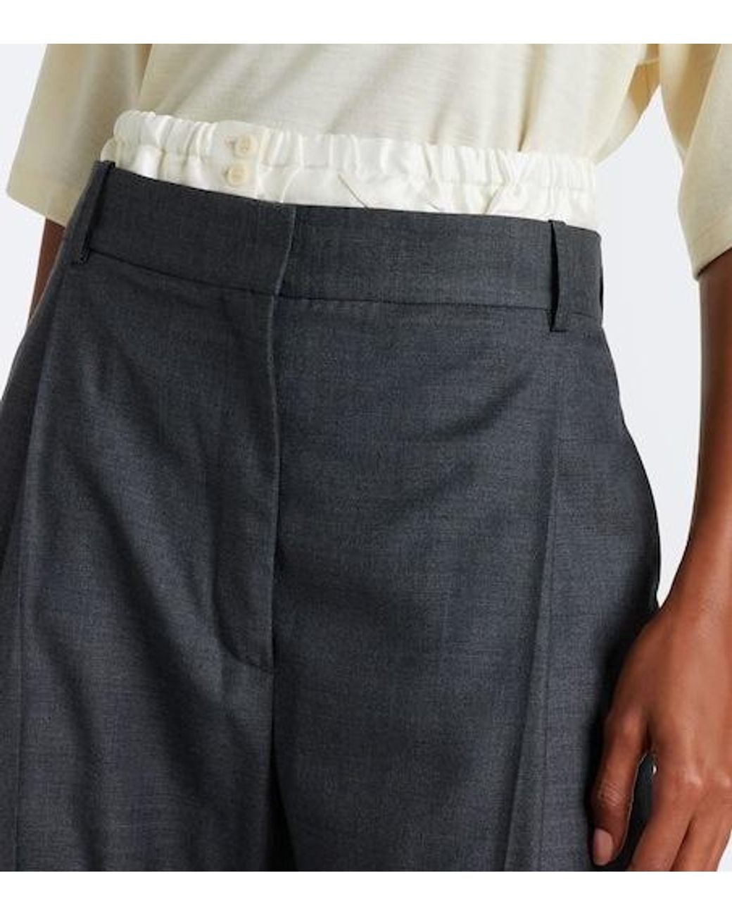 Rohe Blue Virgin Wool Wide-Leg Pants