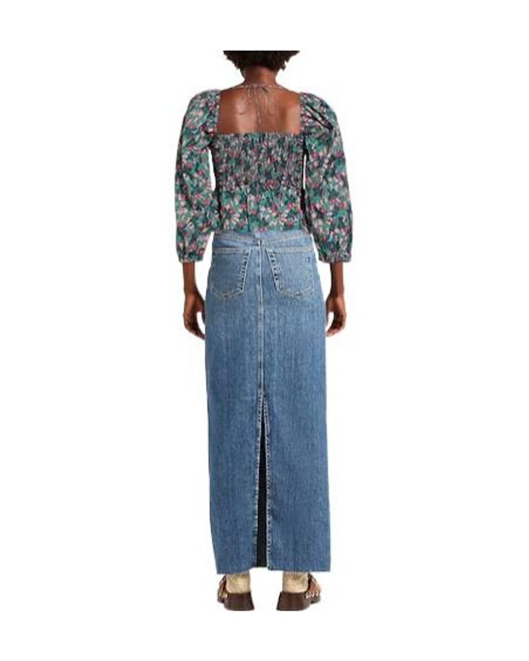 Weekend by Maxmara Blue Floral Square Neck Top