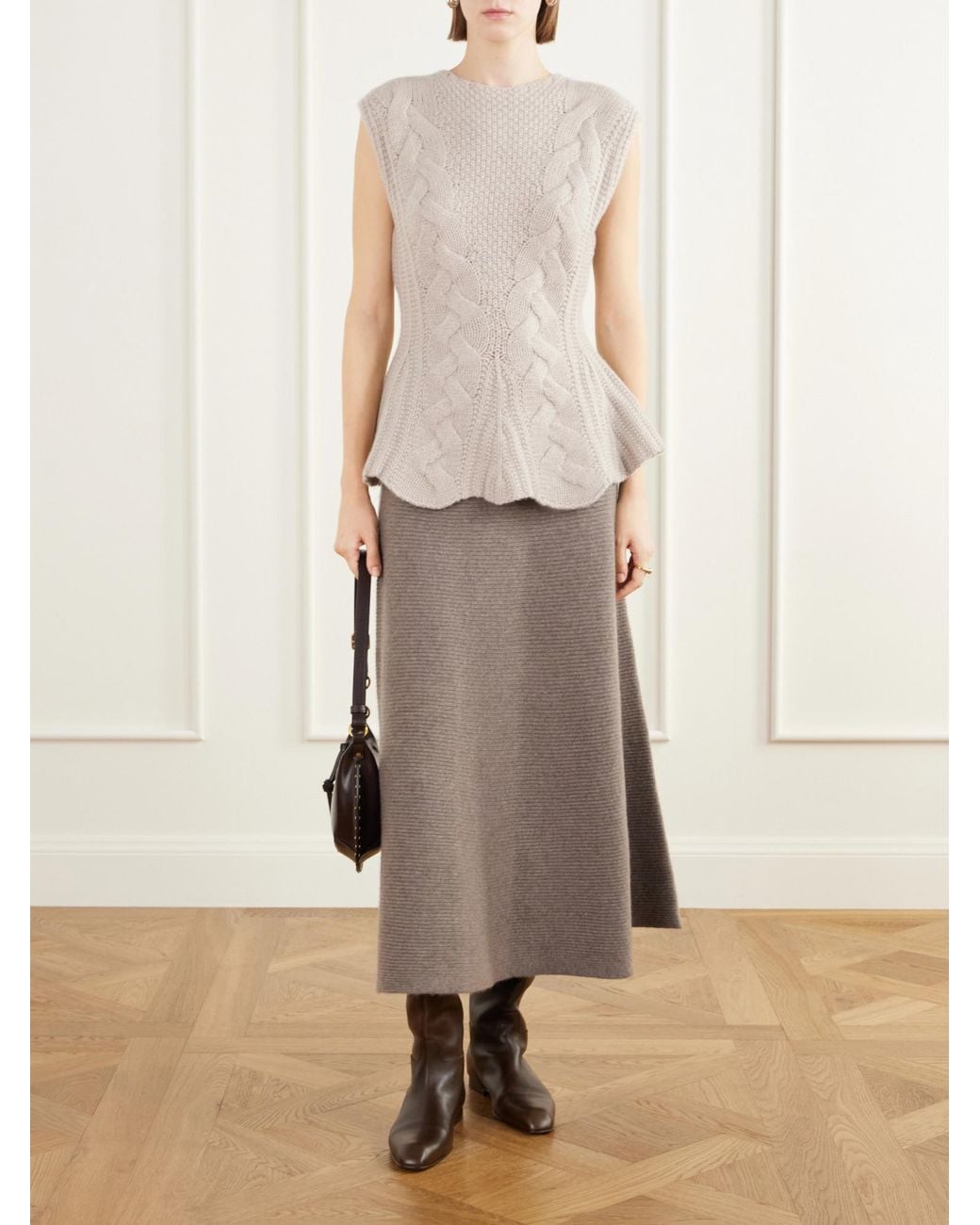 Lisa Yang Natural Cable-Knit Cashmere Top
