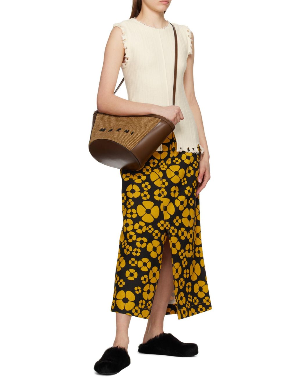 Marni Brown Tropicalia Small Tote Bag