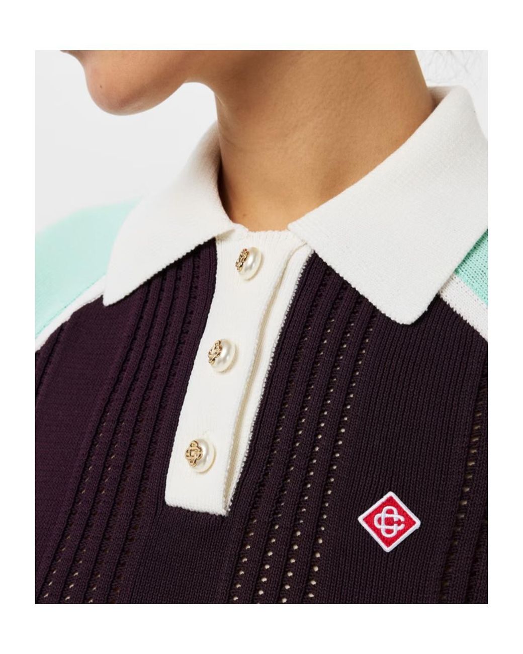 Casablanca Blue Logo Patch Polo Shirt