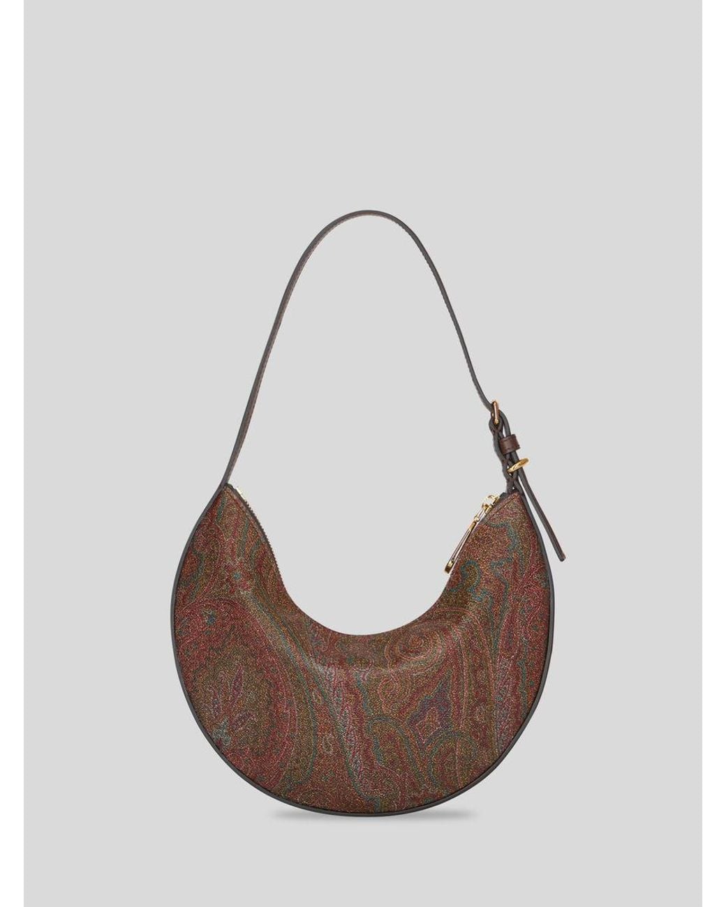 Etro Brown Paisley Printed Essential Small Hobo Bag