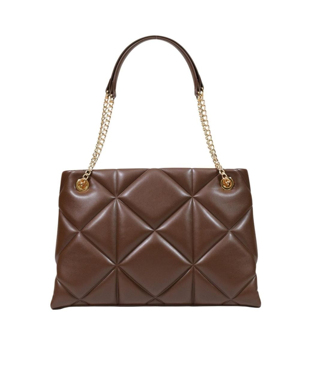 Moschino Brown Geometric Quilted Pattern Shoulder Bag