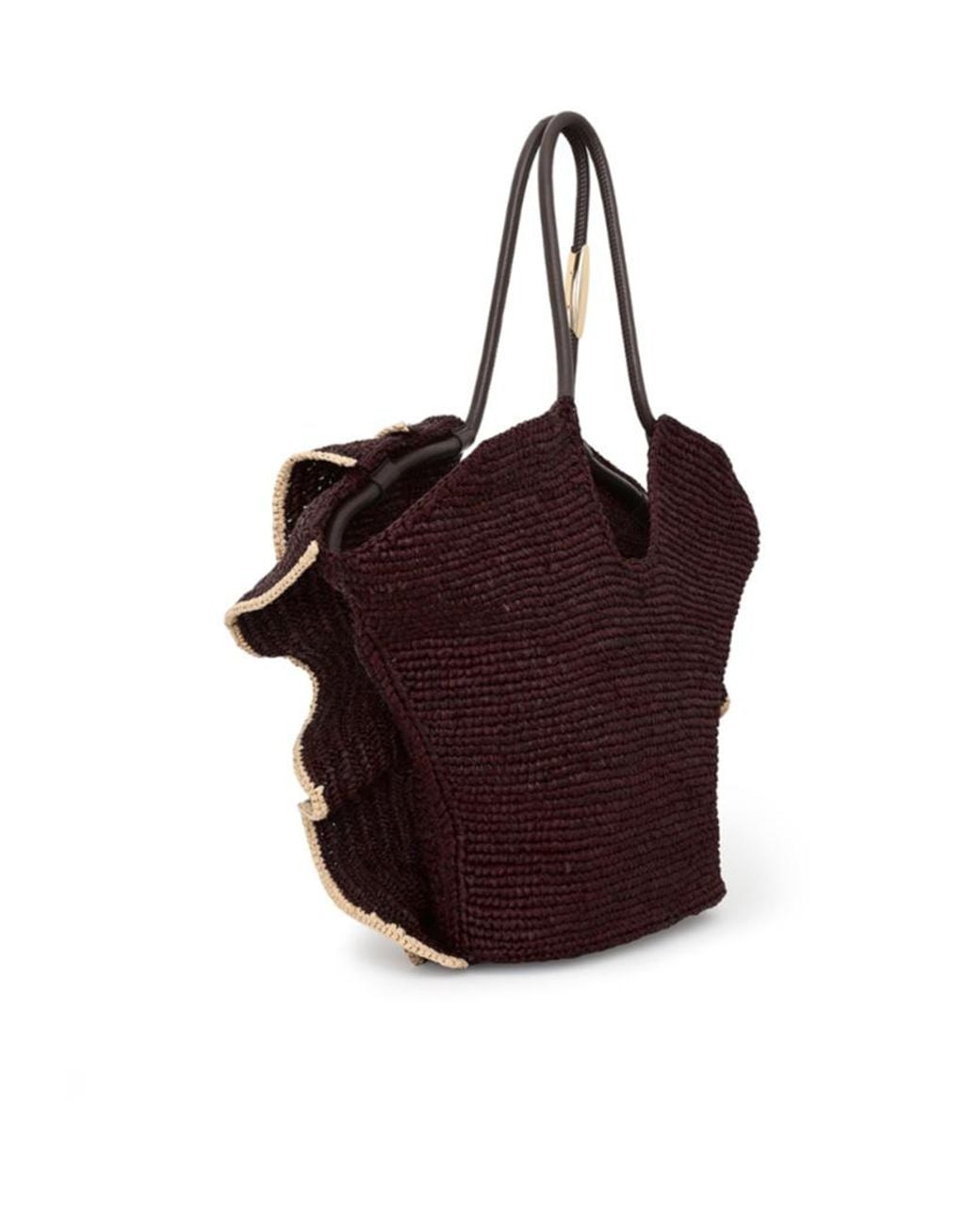 Zimmermann Brown Goldentime Medium Ruffle Tote