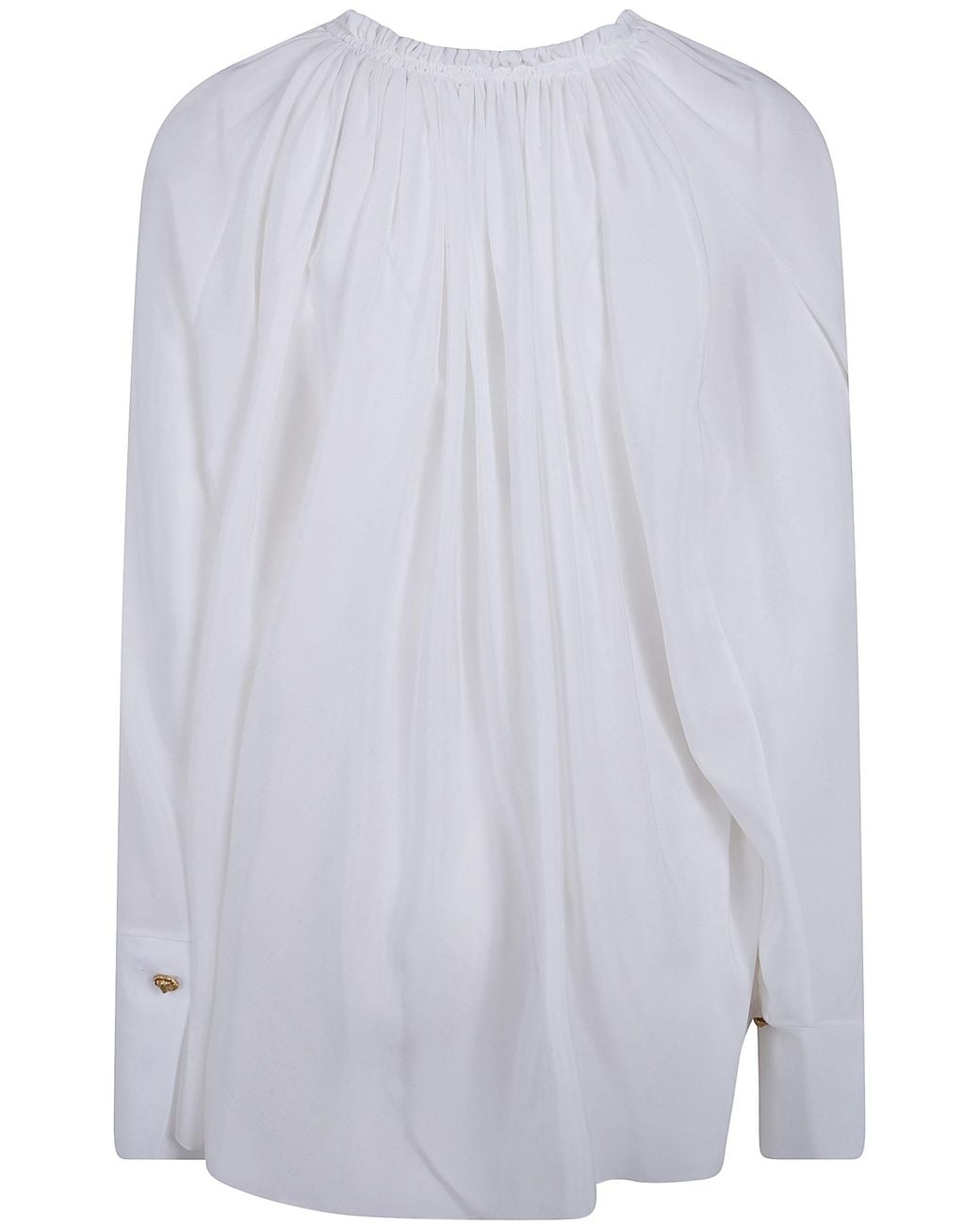 Balmain Blue Ruched Detail Crepe Blouse