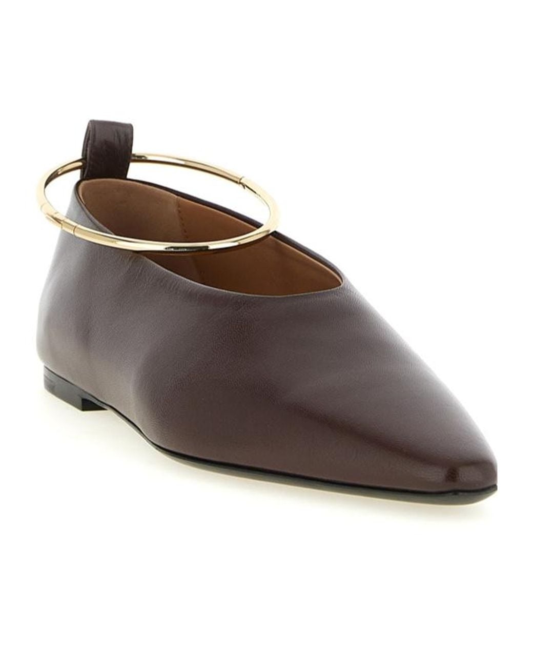 Jil Sander Brown Ring Anklet Ballet Flats