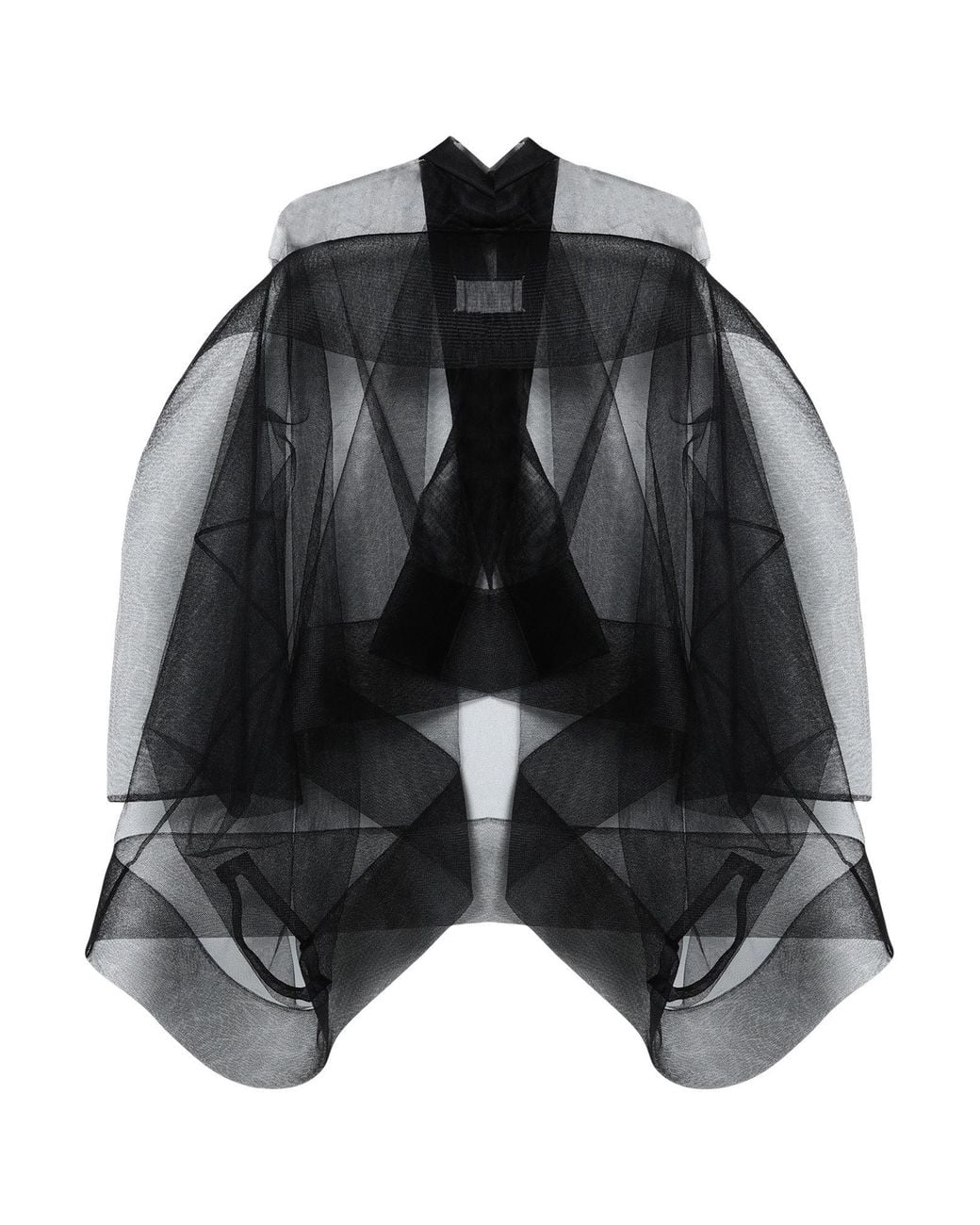 Maison Margiela Black Solid-Color Tulle Shawl Dress