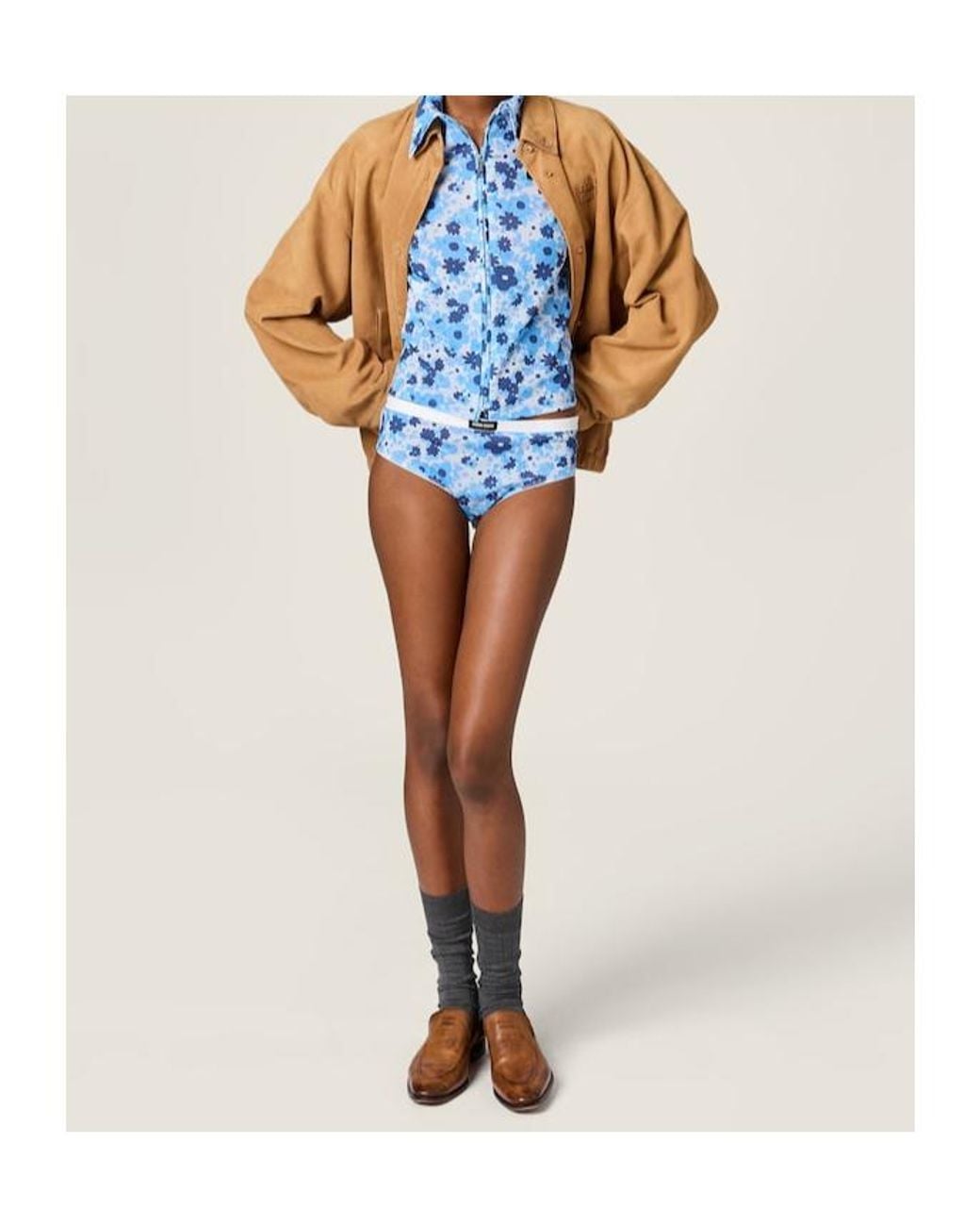 Miu Miu Blue Stretch Fabric Shirt