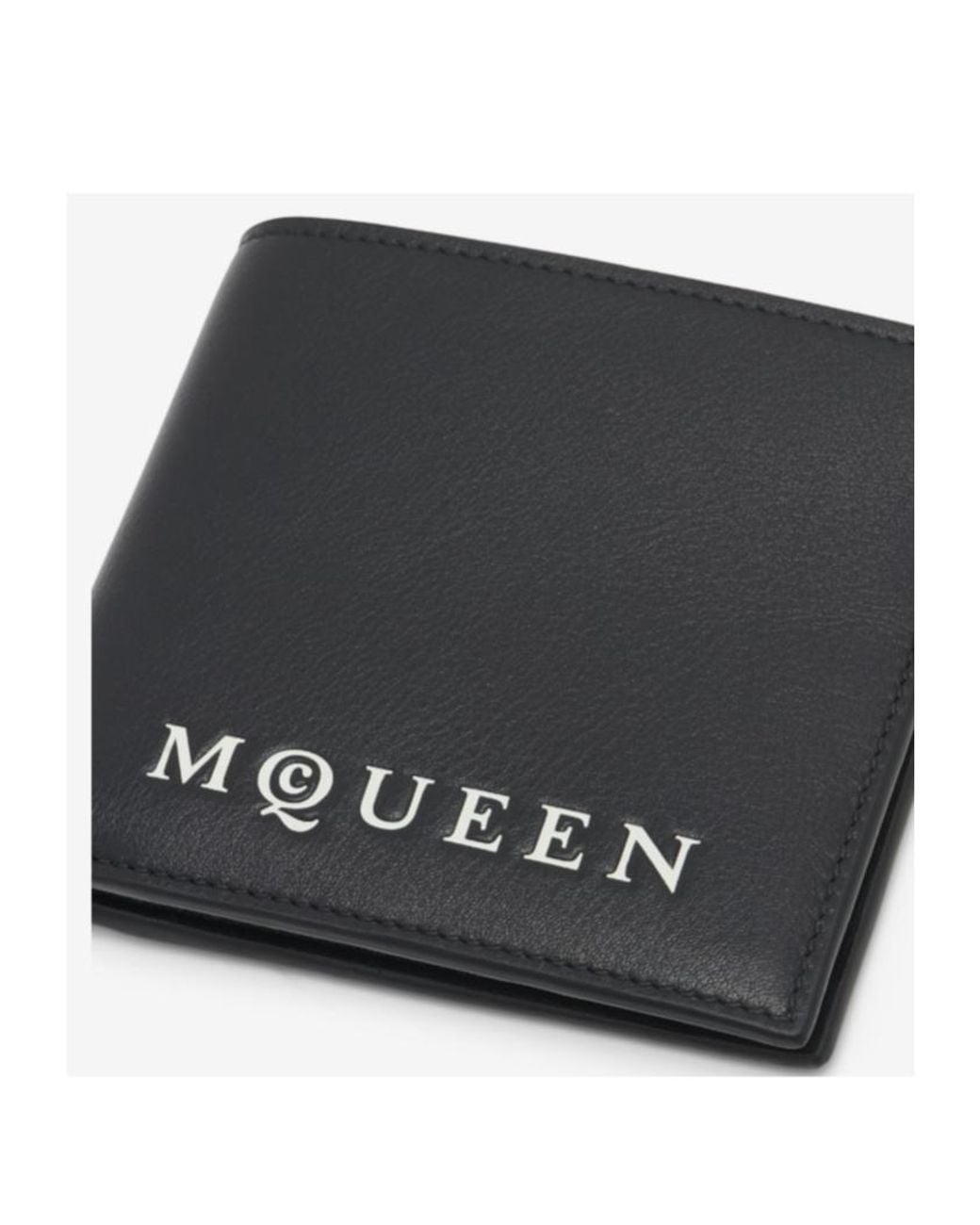McQueen Black Logo Plaque Bi-Fold Wallet for men