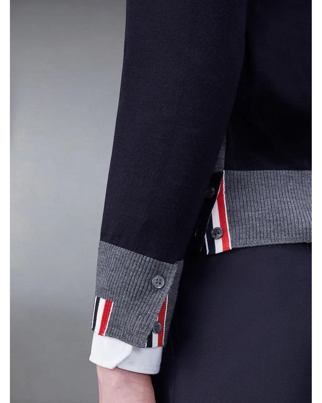 Thom Browne Blue Panelled Button-Up Cardigan for men