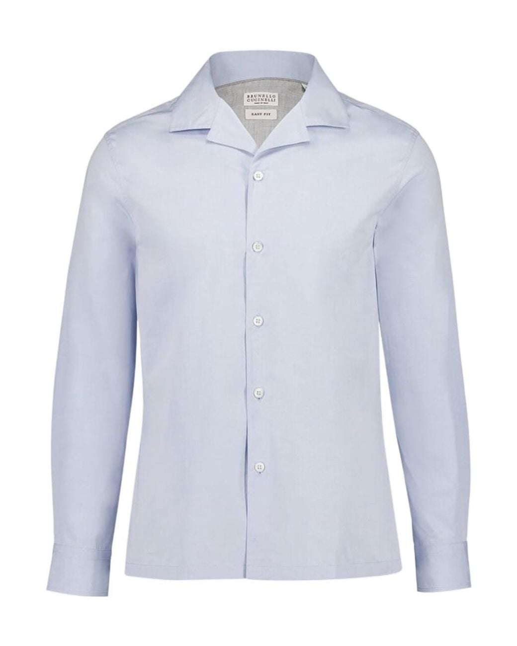 Brunello Cucinelli Blue Long-Sleeved Straight-Hem Shirt for men