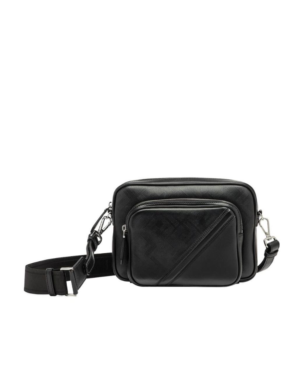 Fendi Black Shadow Diagonal Duo Camera Messenger Bag for men