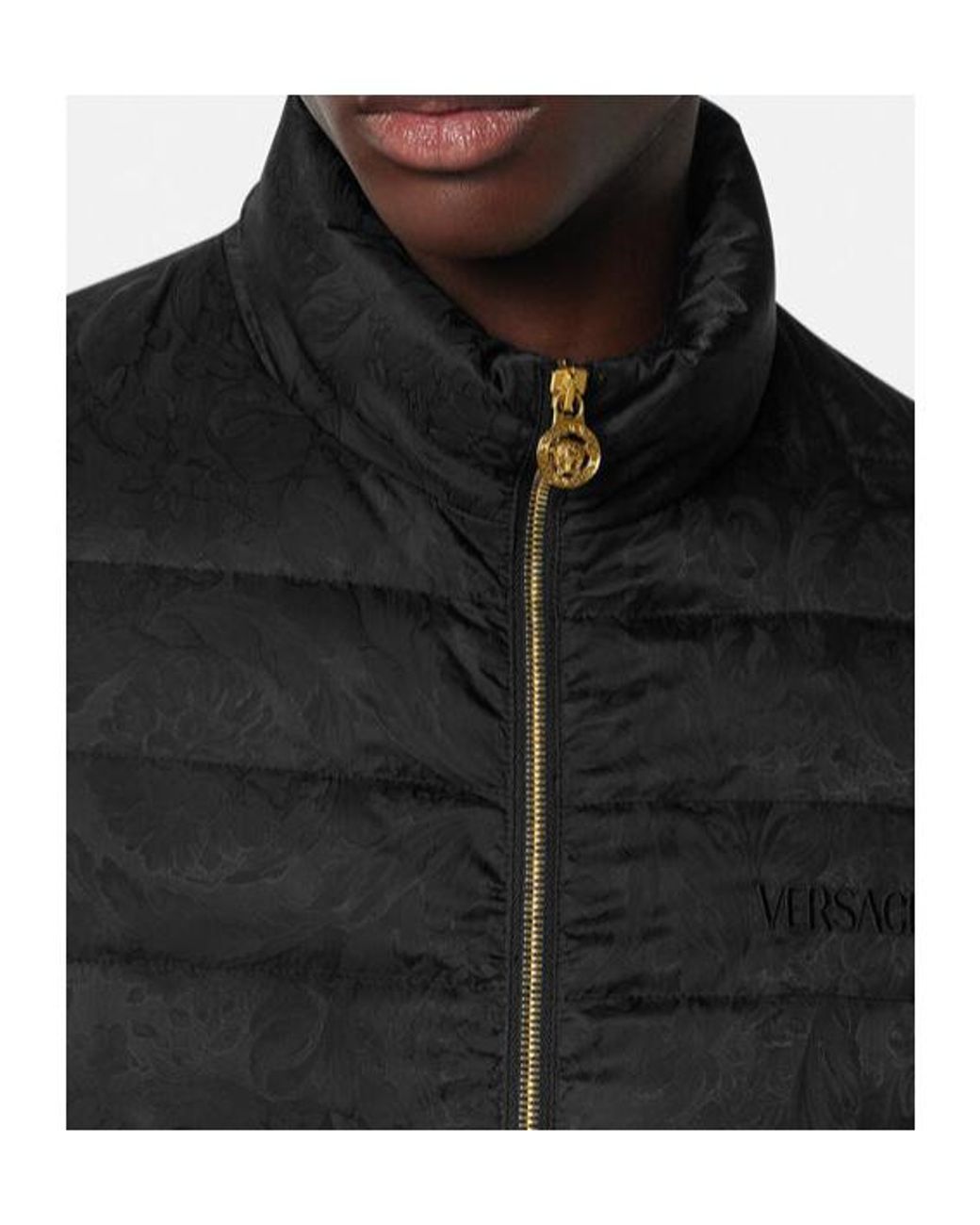 Versace Black Stand Up Collar Down Jacket for men