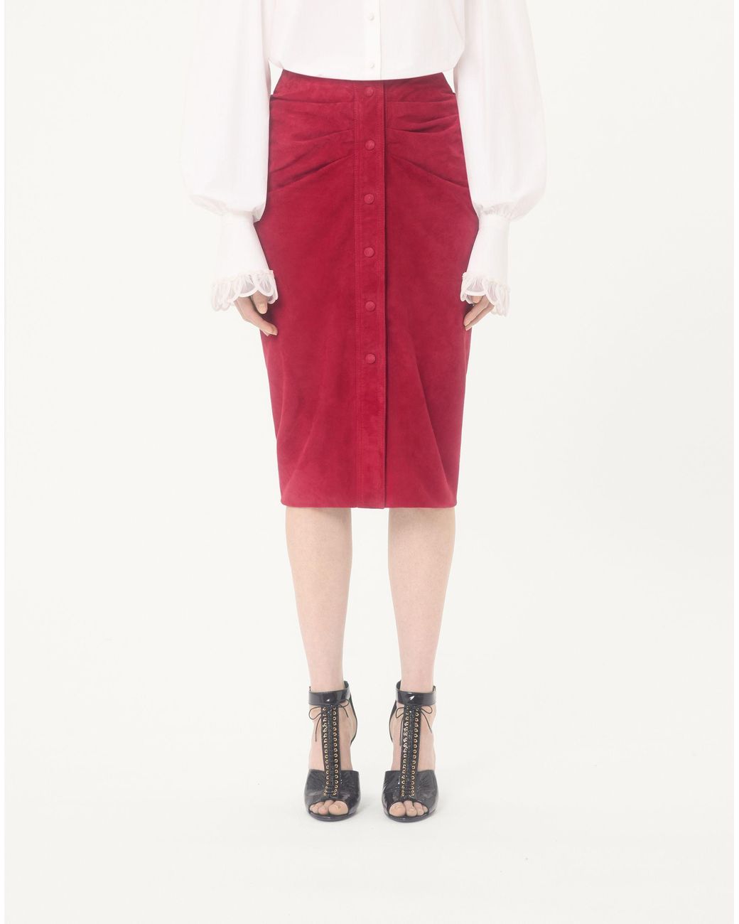 Valentino Red Suede Skirt