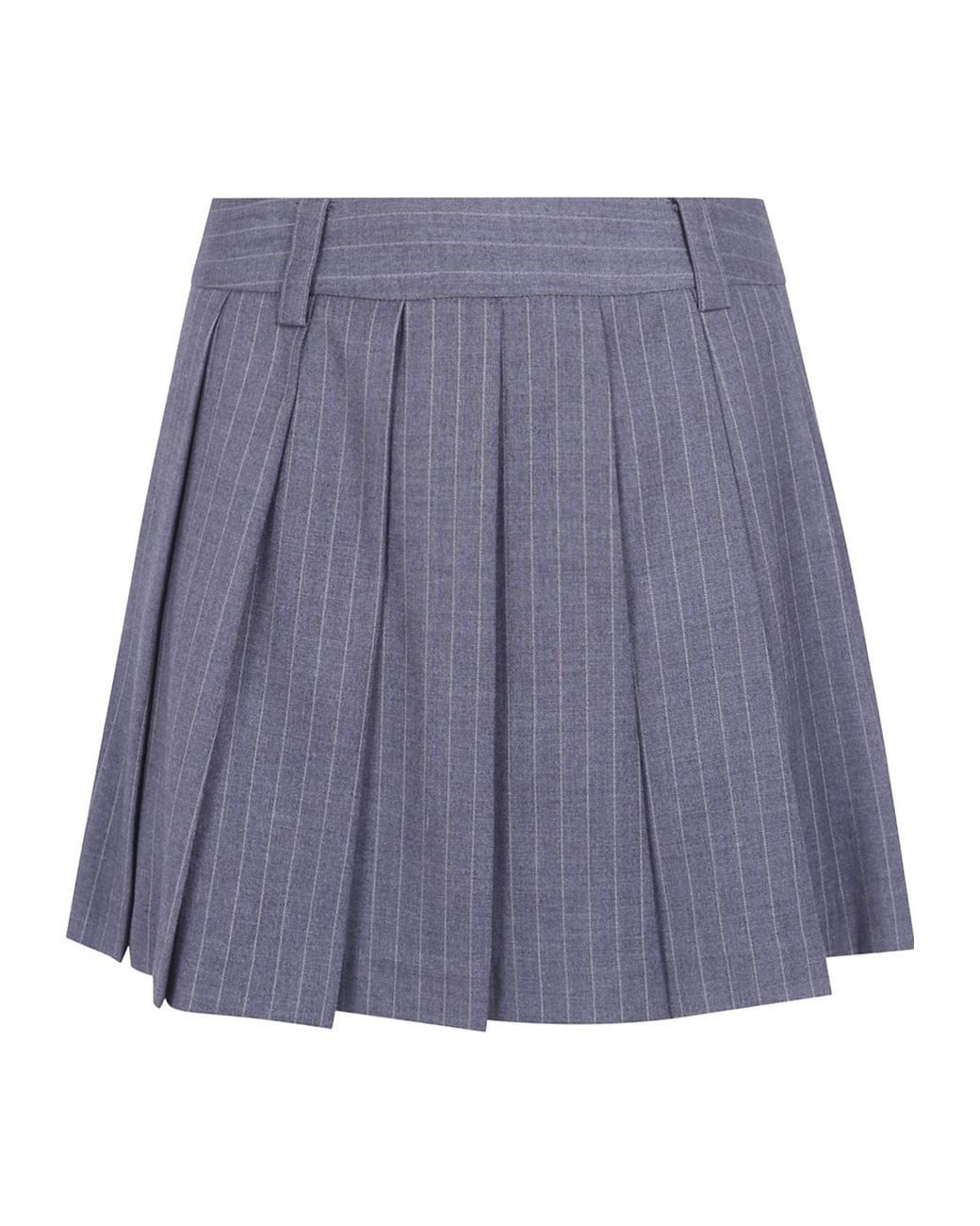 DUNST Purple Pleated Pinstripe Mini Skirt