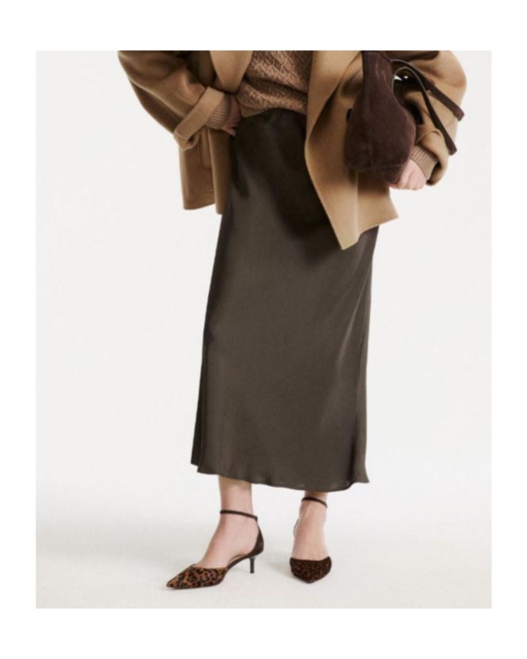 Marella Brown Twill Pencil Skirt