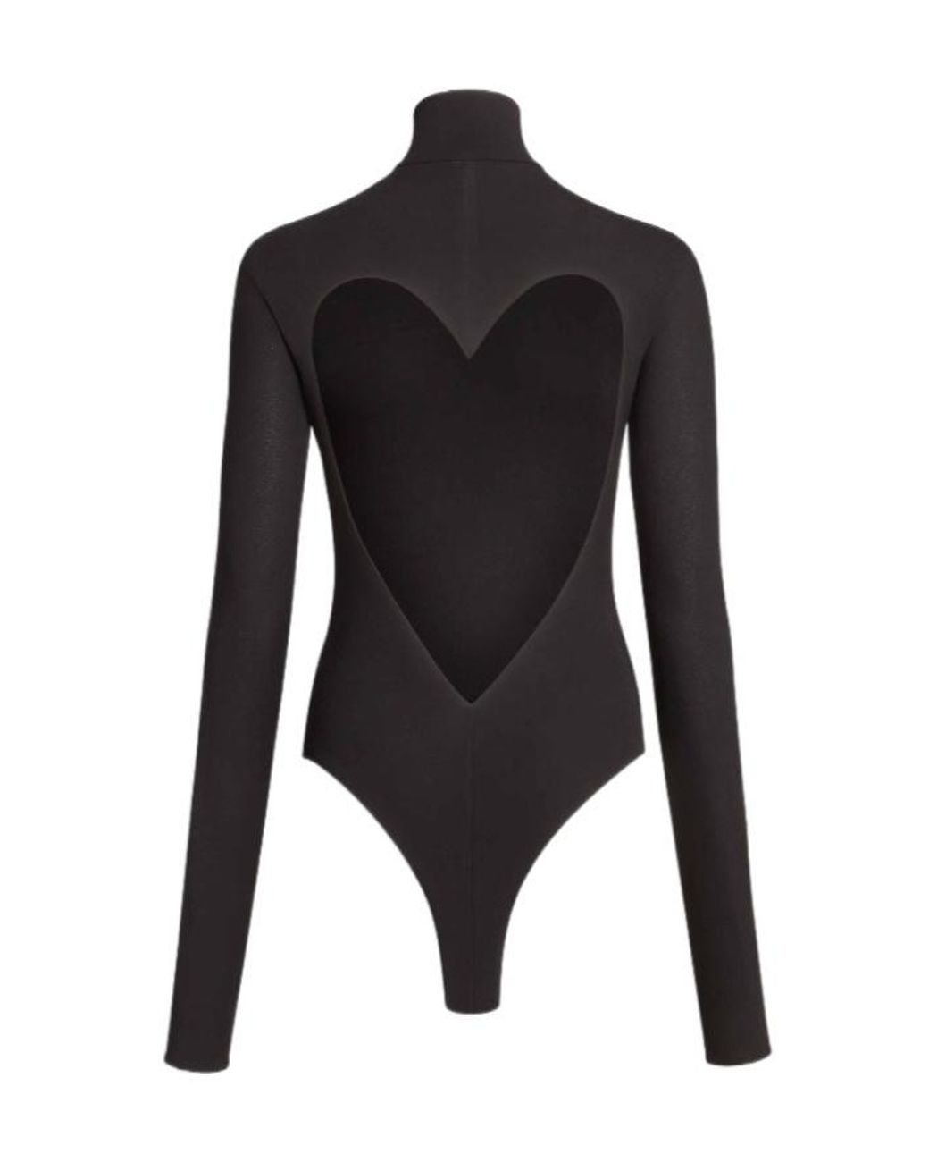 Alaïa Black Heart Jersey Bodysuit With Heart-Shaped Back Neckline