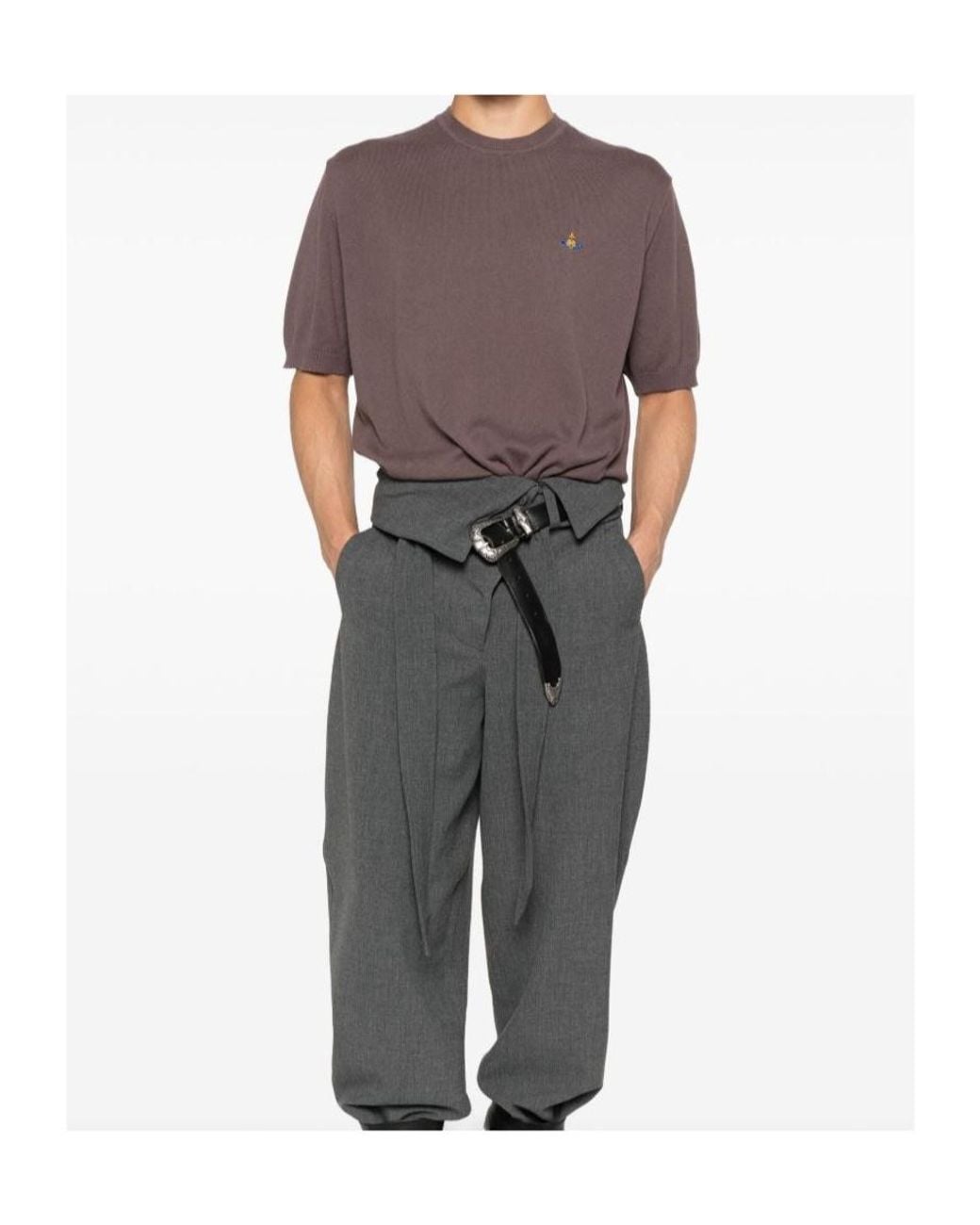 Vivienne Westwood Purple Logo-Embroidered Short-Sleeve Sweater for men