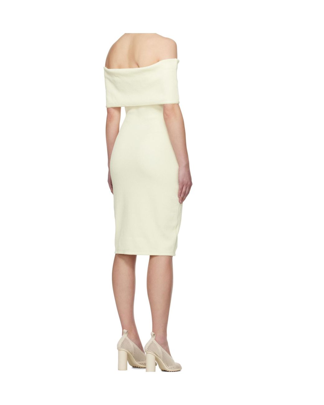 Bottega Veneta White Off-The-Shoulder Fitted Dress
