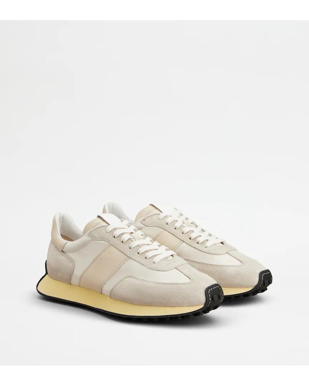 Tod's White Panelled Lace-Up Sneakers for men