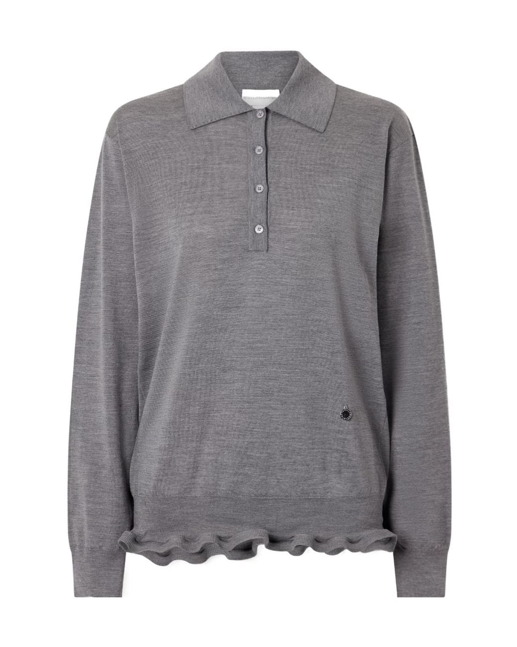 Stella McCartney Gray Ruffled Wool Polo Shirt