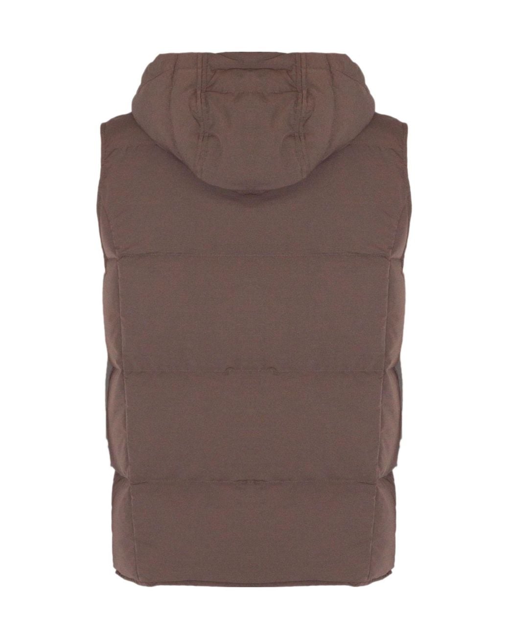 Eleventy Brown Hooded Padded Vest Jacket for men