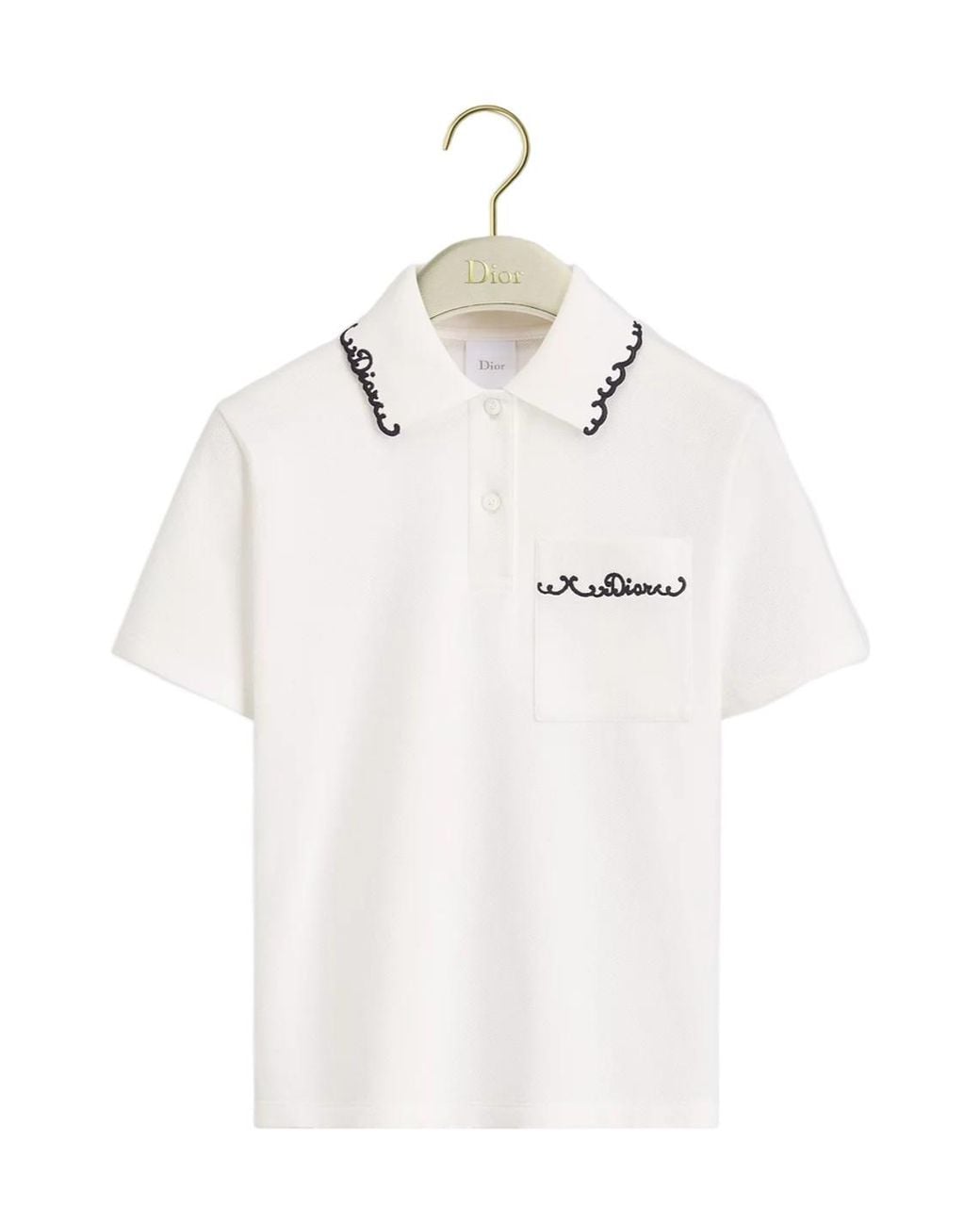 Dior White Embroidered Polo Shirt