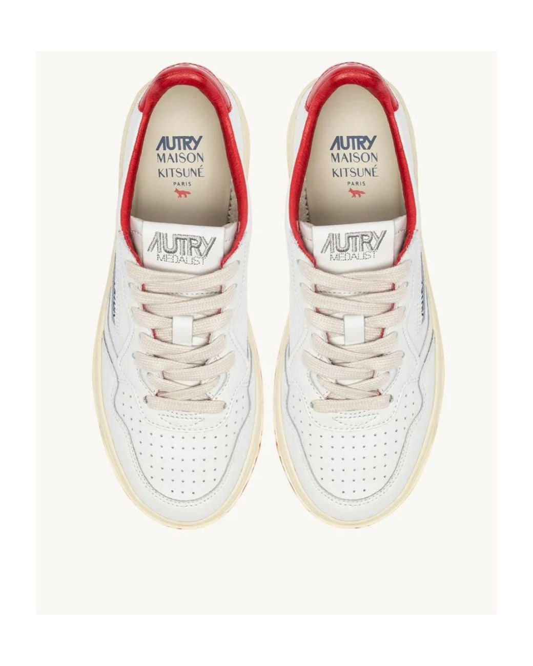 Autry White X Maison Kitsune Logo Printed Sneakers for men